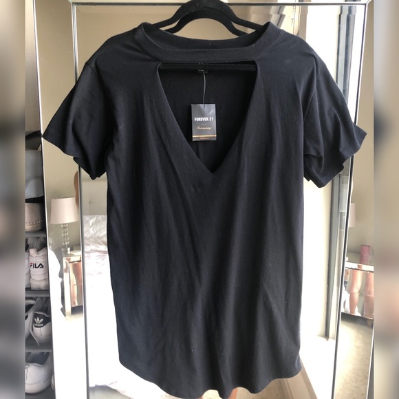 Black T-Shirt Dress with Cut Out - Picture 3 of 5